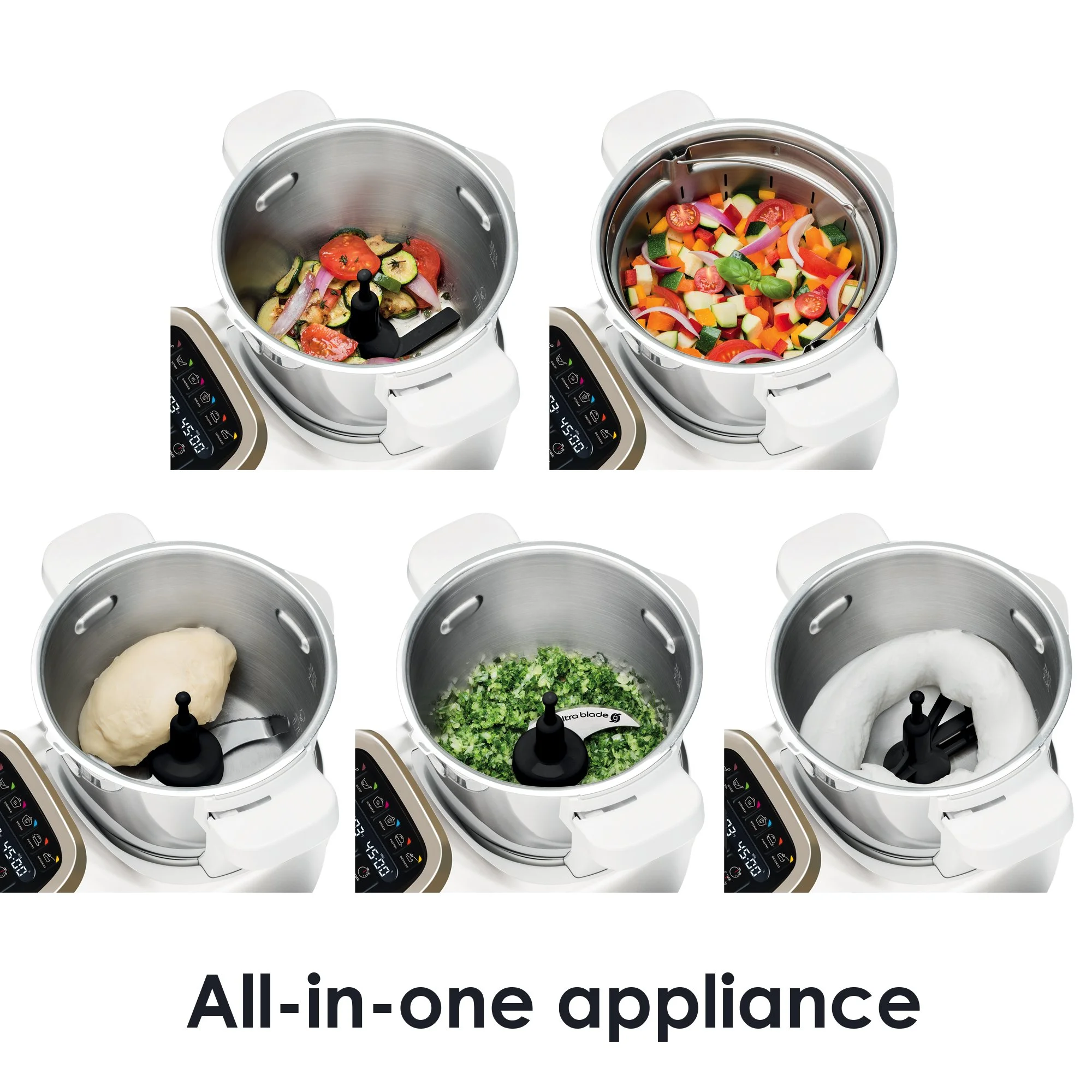 All-Clad HP503152 Prep&Cook Cooking Food Processor, 4.7-Quart, White