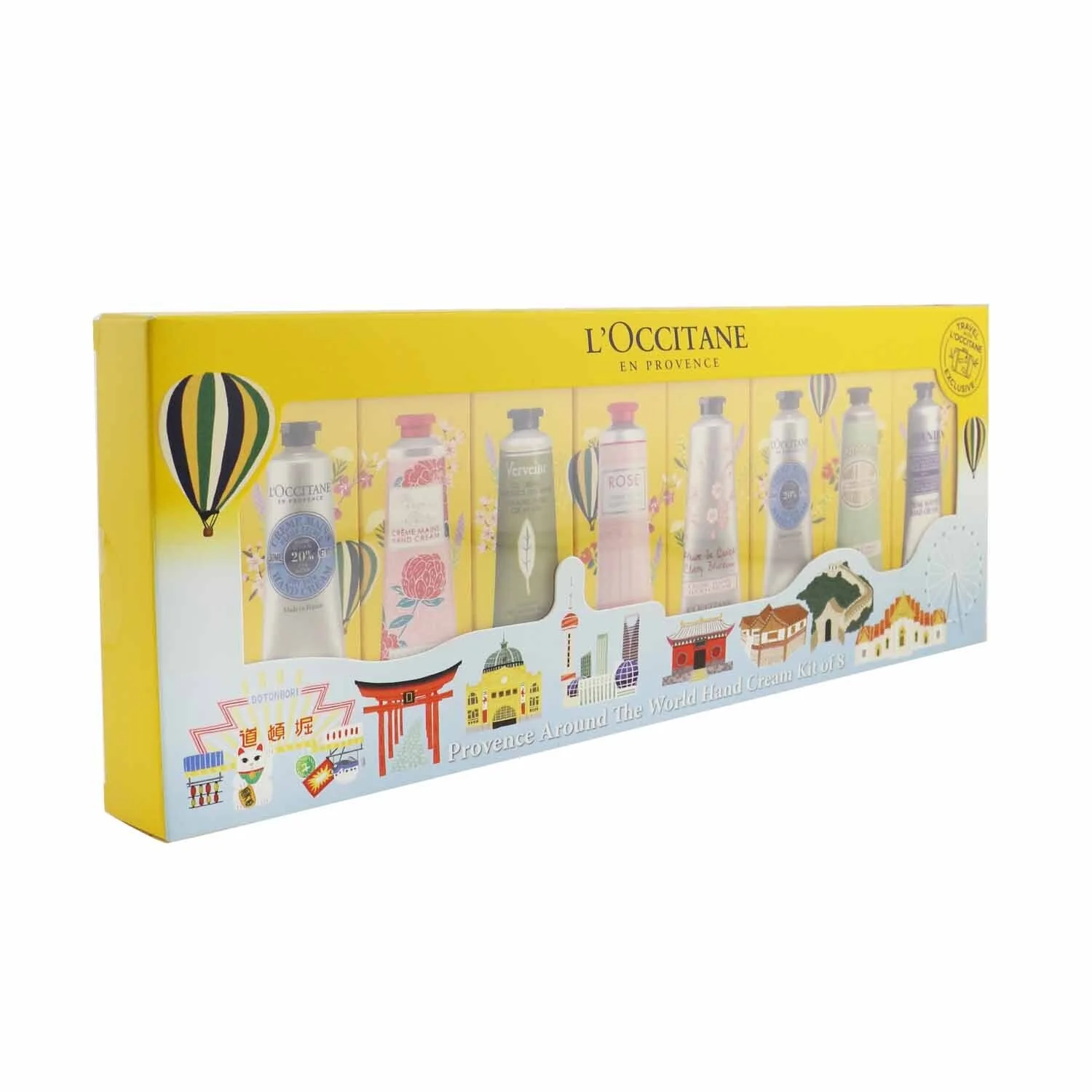 L'Occitane Provence Around The World Hand Cream Kit Of 8: (2xShea Butter + 1x Rose, Cherry Blossom, Lavender, Peony, Almond