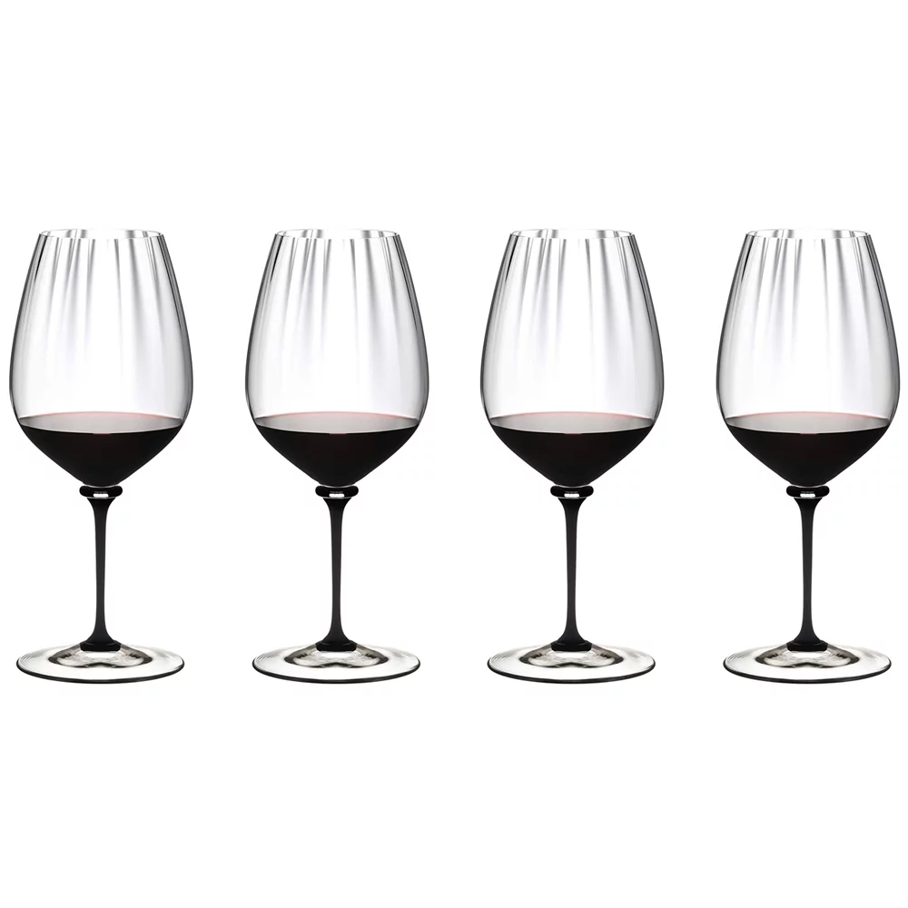 Riedel 4884/0D Fatto A Mano Performance Cabernet Glass, Black Stem (Set of Four) - Curated Treasures Market