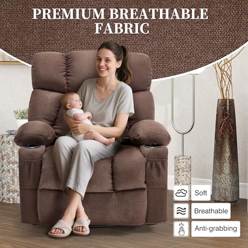 Recliner Chair with Massage and Heat, Rocker Recliner Chairs for Adults, Overstuffed Nursery Rocking Chairs for Living Room