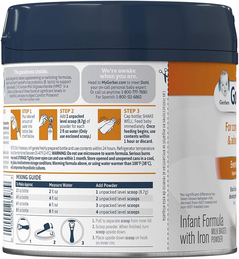 Gerber Good Start GentlePro (HMO) Non-GMO Powder Infant Formula, Stage 1, Gentle Baby Formula with Iron