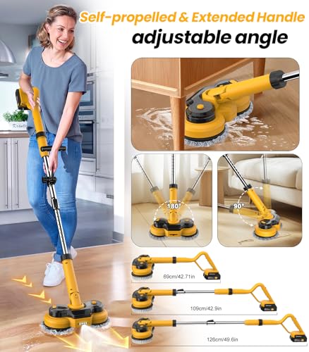 qimedo 6000mAh Battery Electric Mop M1, 800RPM Cordless Electric Power Scrubber & Mops for Floor Cleaning
