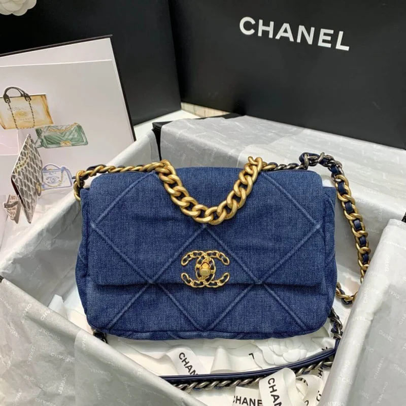 Chanel 19 Small Flap Bag As1160 Denim