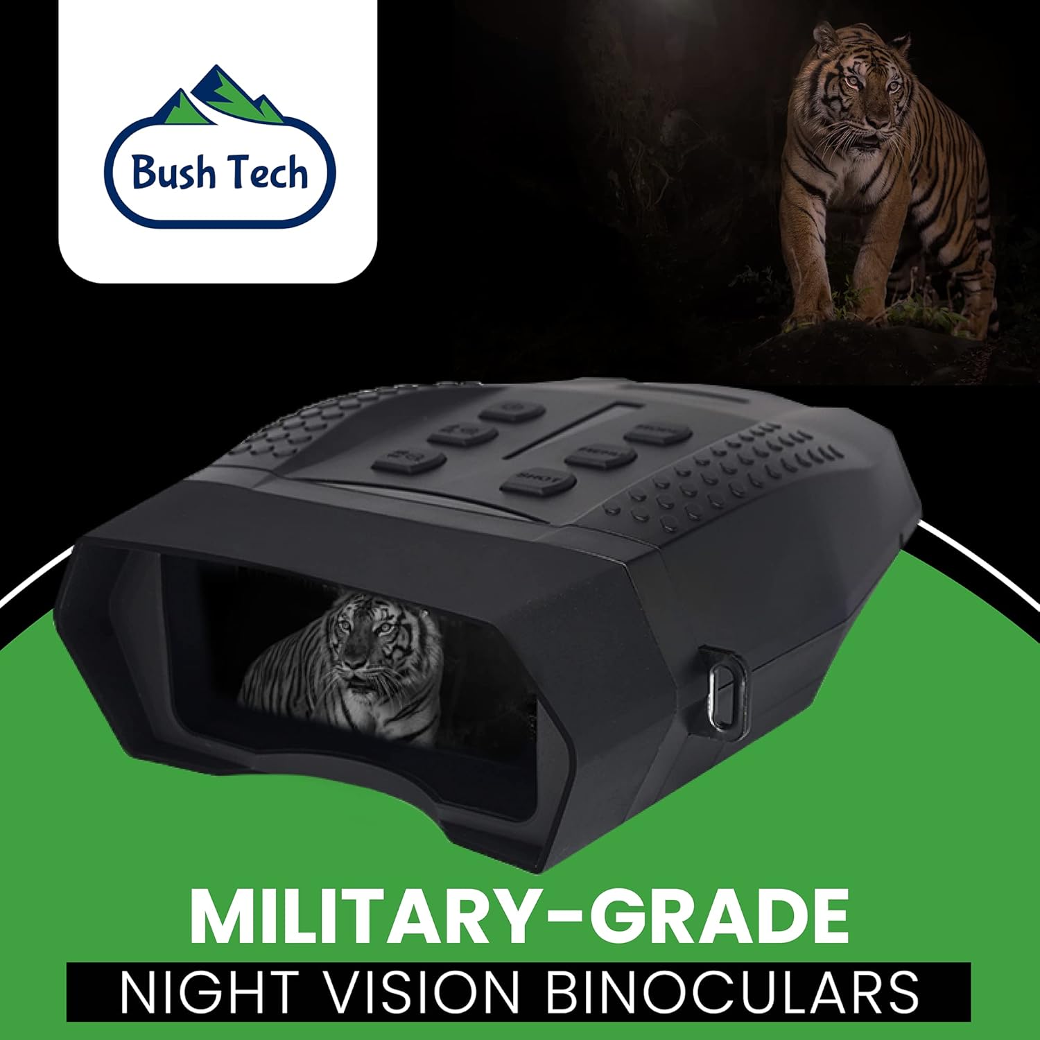 Bush Tech Night Vision Binoculars, Military-Grade Binoculars with Camera for Deer Hunting and Surveillance