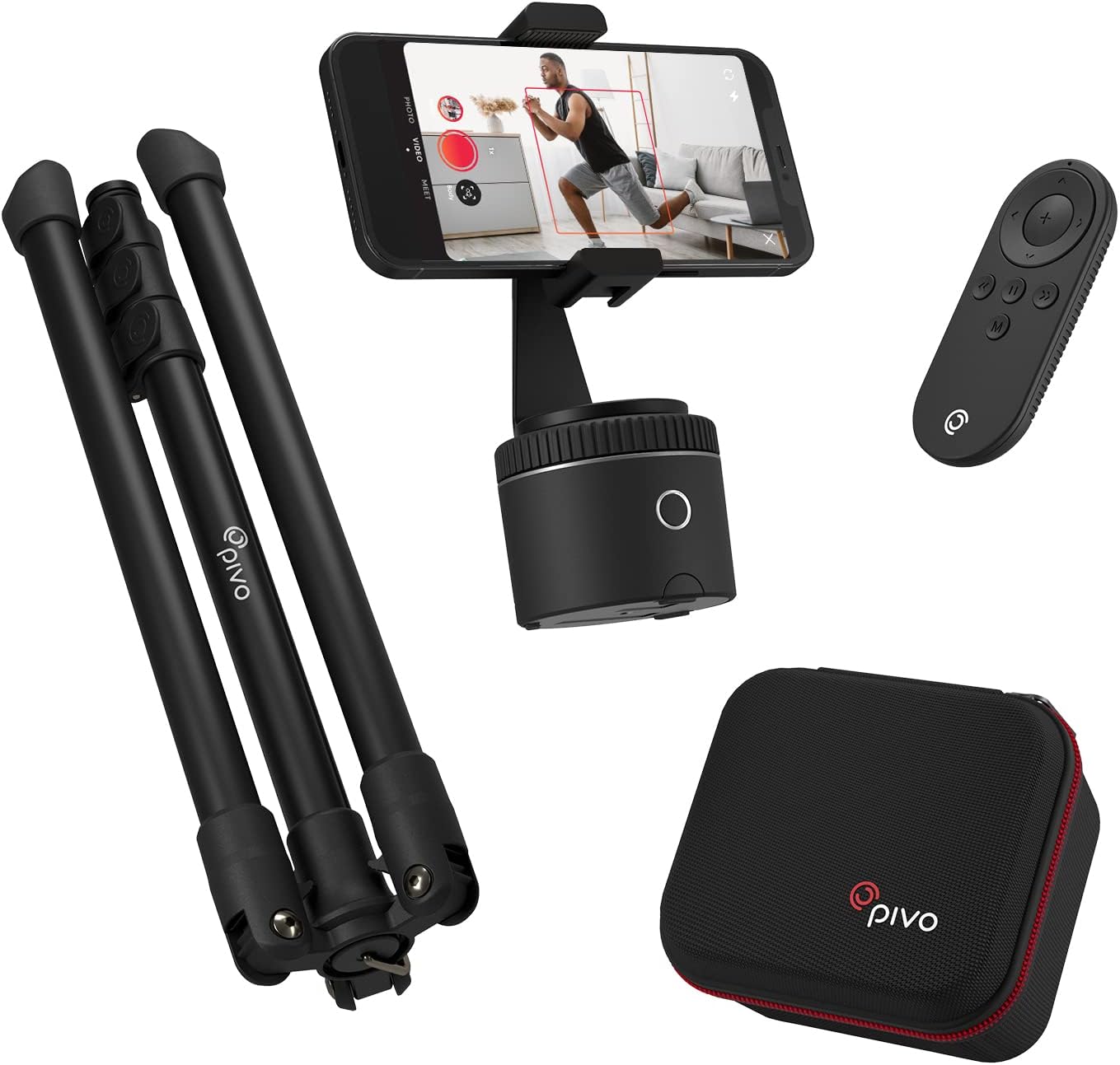 Pivo Pod Active Standard Pack (Pod Silver) - Fast Auto Tracking Complete Set Powered by AI - Tripod, Mount & Case Included