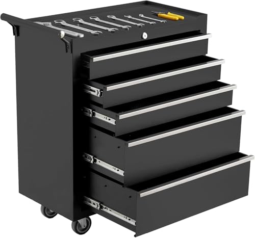 Rolling Tool Chest, 4 Drawers Tool Storage Cabinet, Toolbox with Wheels, Portable Tool Cabinet Organizer with Locking System & Drawer Liners