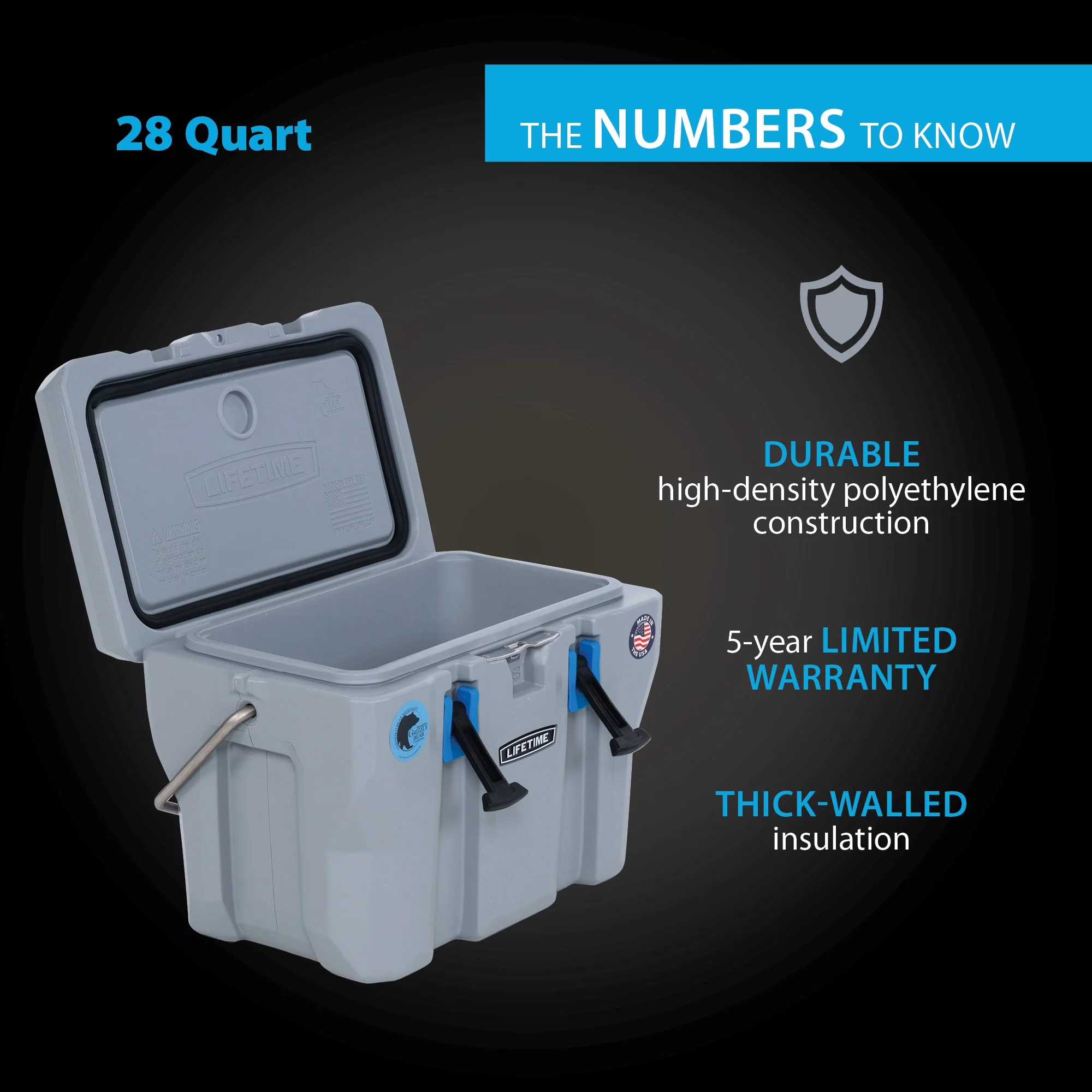 Lifetime 28 Quart High Performance Polyethylene Cooler, Sky Blue (91020)