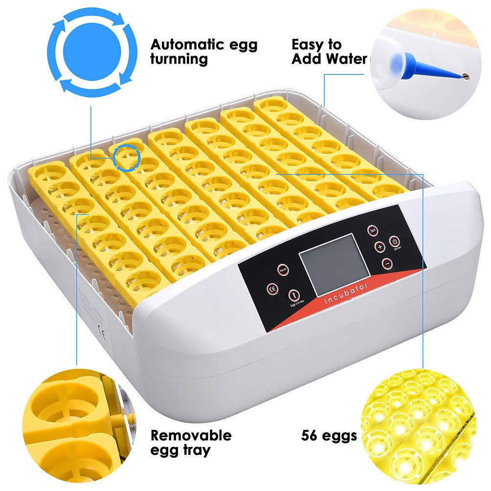 Yescom Digital 56 Egg Incubator Hatcher Temperature Control Automatic Turning with Built-in LED Candler