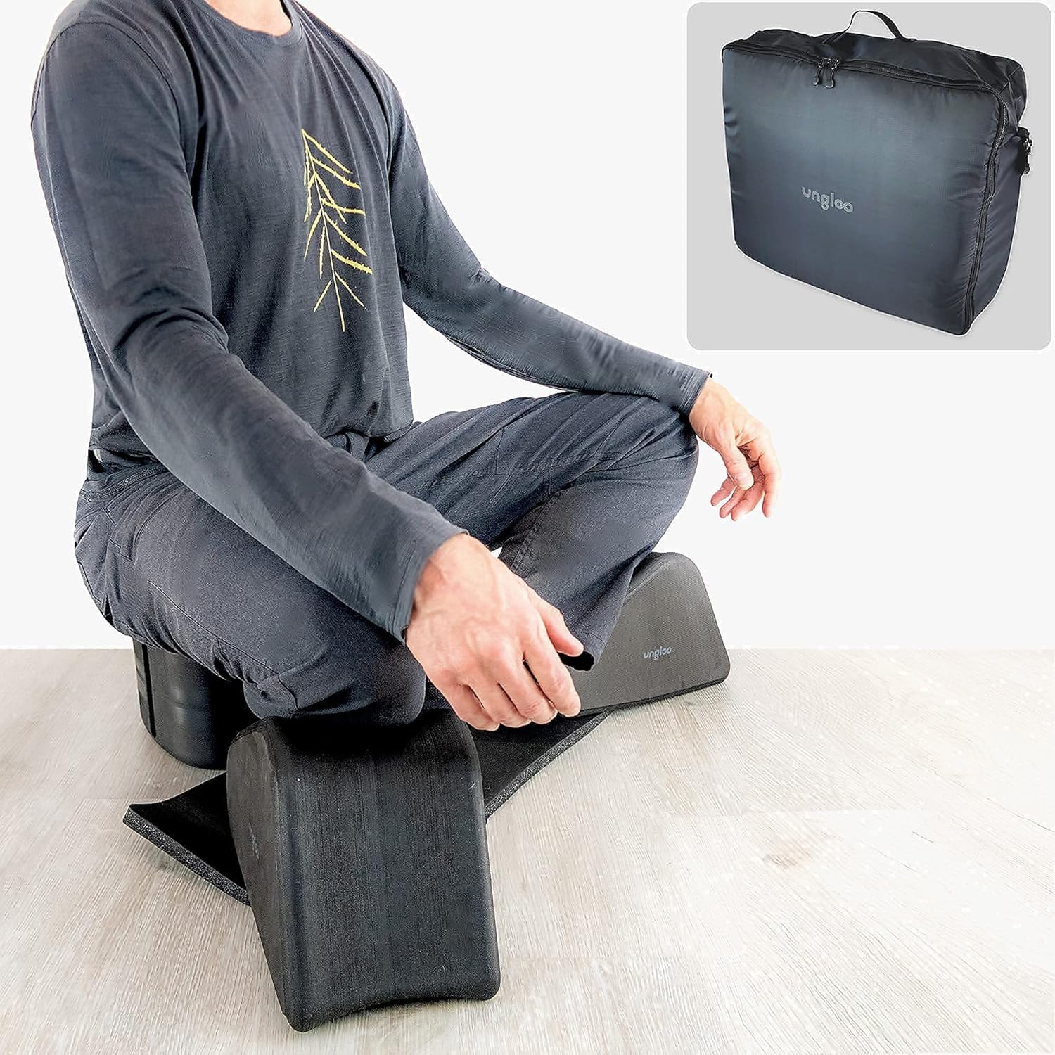Ungloo SIT3 Yoga Meditation Seat Foam Cushion, Hip and Knee Support Blocks, Ankle Padding, Lightweight, Portable, Outdoor, Camping