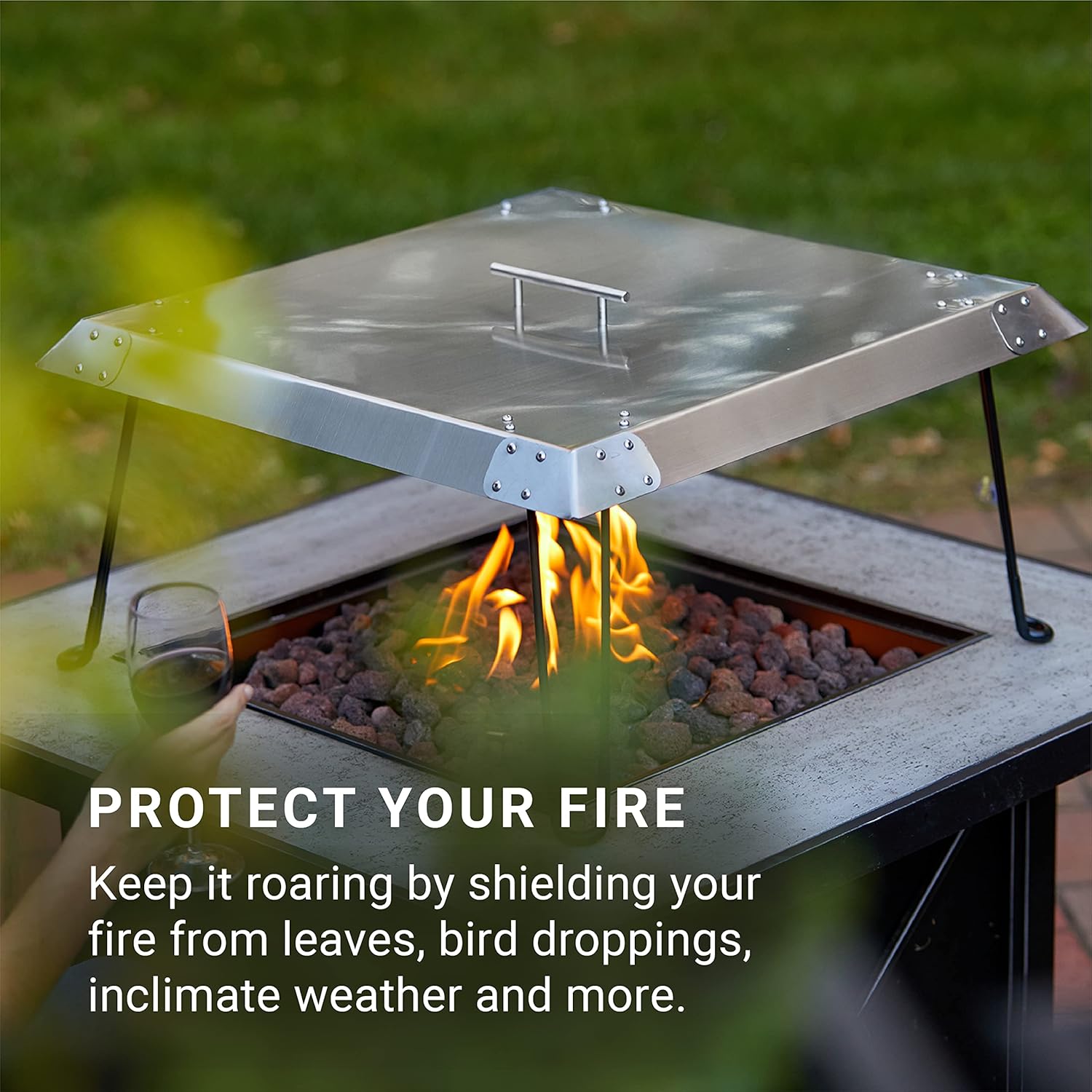Radiate | Stainless Steel Fire Pit Heat Deflector | 25&rdquo; x 25&rdquo