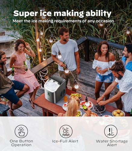 Nugget Ice Maker Countertop, Silonn Chewable Pellet Ice Machine with Self-Cleanin Function, 33lbs/24H Portable Ice Makers for Home Kitchen Officce