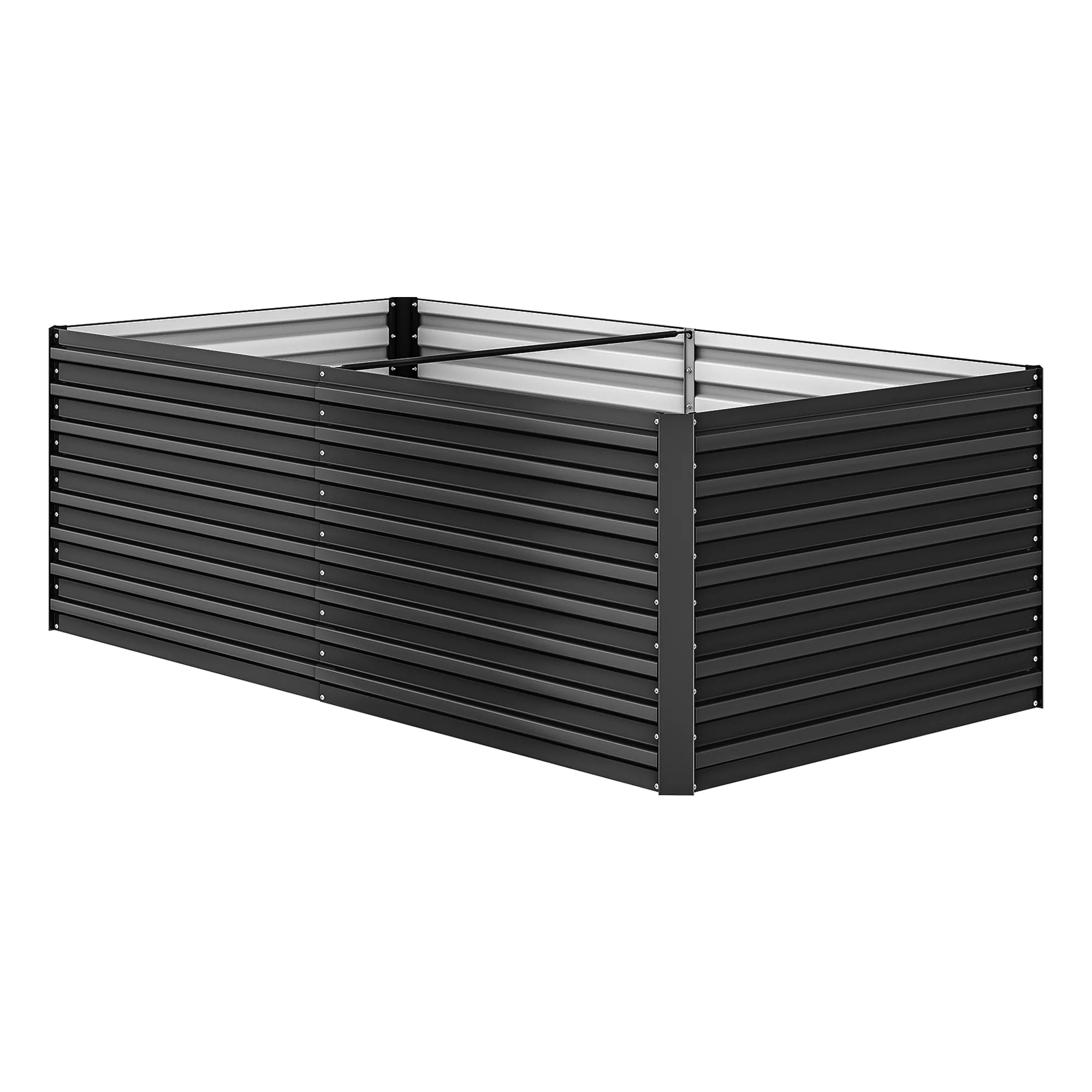 ModFusion 6x3x2 Ft, Metal Galvanized Planter Box Kit, Support Rod, Corner Panel Protection, Raised Garden Composting Bed, Dark Gray