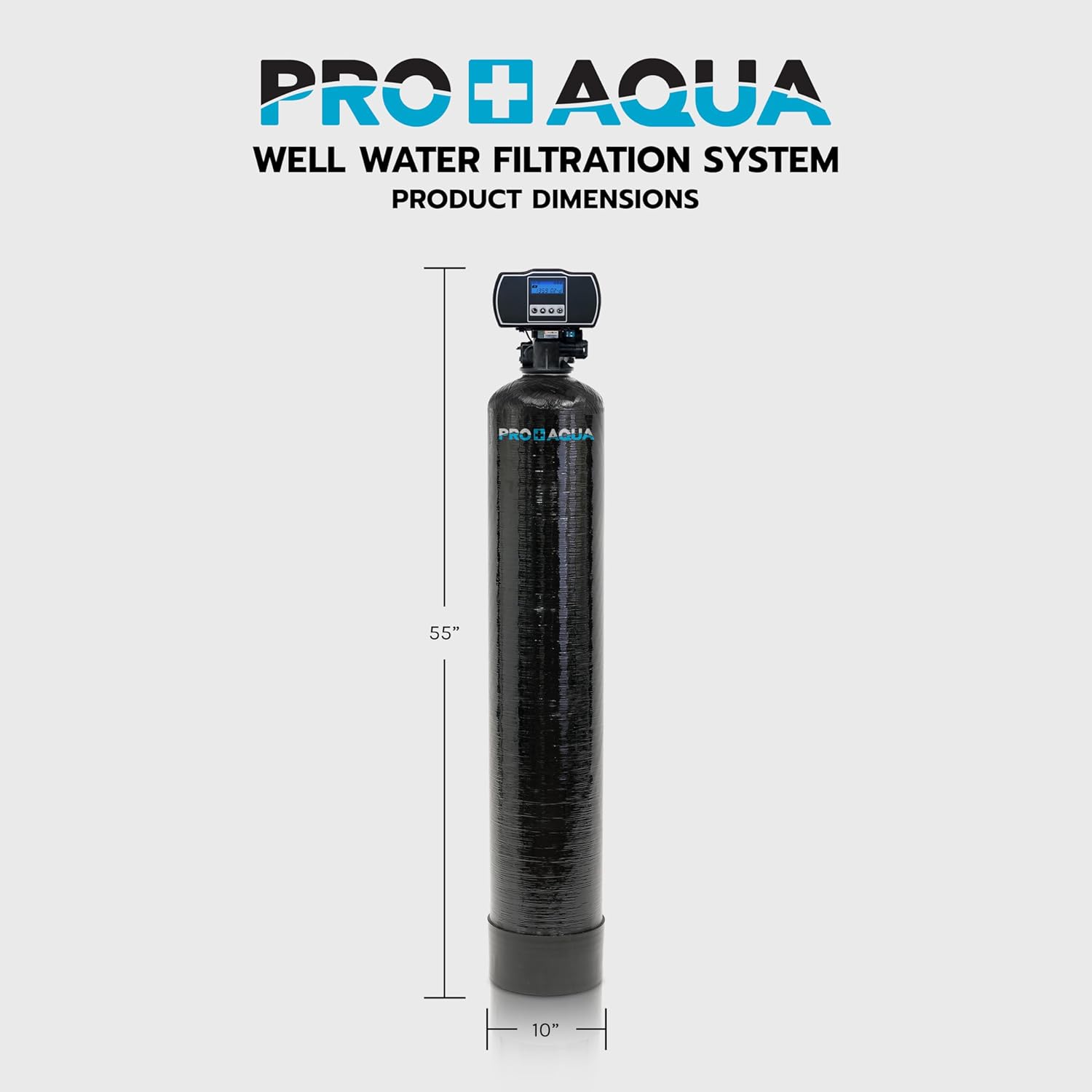 PRO+AQUA Heavy Duty Whole House Well Water Filter System - 100,000 Grains, 99% Effective, Easy Installation, 5-Year Warranty