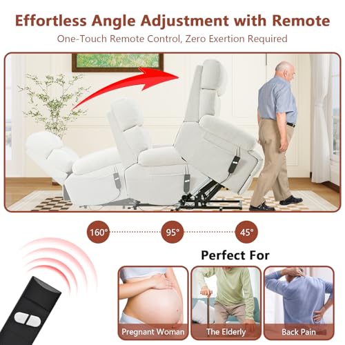 Small Power Lift Recliner for Elderly, Lift Chair Recliners, Electric Recliner Chairs for Seniors, Remote Control, Adjustable, Side Pocket (Navy Blue)