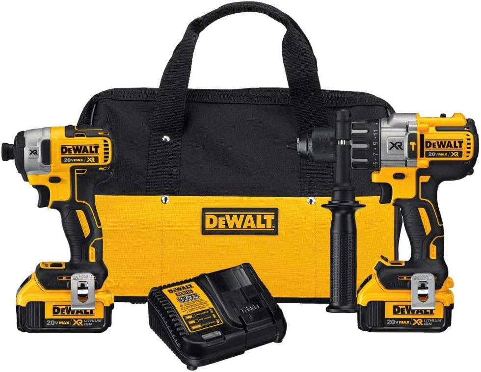 DEWALT 20V MAX XR Brushless Impact Driver and Hammer Drill Combo Kit, Premium 4.0Ah, Cordless (DCK299M2)