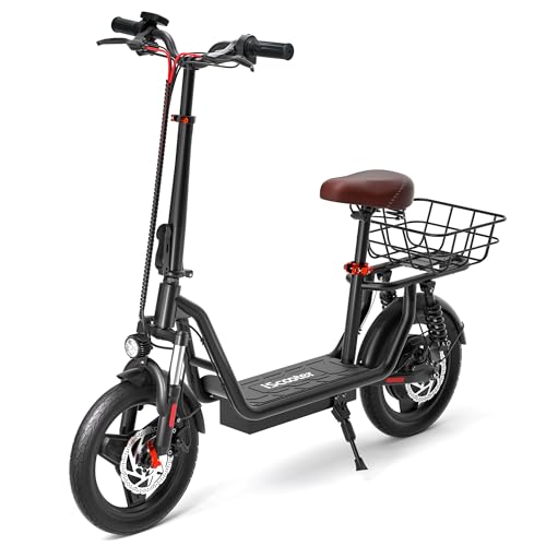 iScooter Electric Scooter with Seat, 37/21 Miles Long Range & 28/19/15.6 MPH Top Speed, 14"/12"/10" Pneumatic Tire