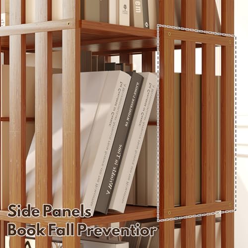 Rotating Bookshelf Tower, 360 Display Spinning Bookcase, Bamboo Bookshelf Floor Standing Storage Rack
