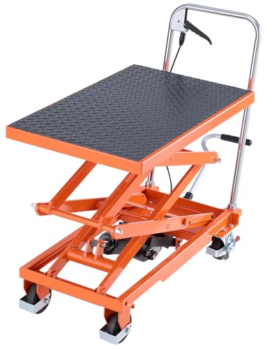 VEVOR Electric Lift Table, 330 lbs Capacity Single Scissor Lift Table, 8-28 in Height Adjustable Lifting Platform, Coffee Table Lift with 4 Wheels