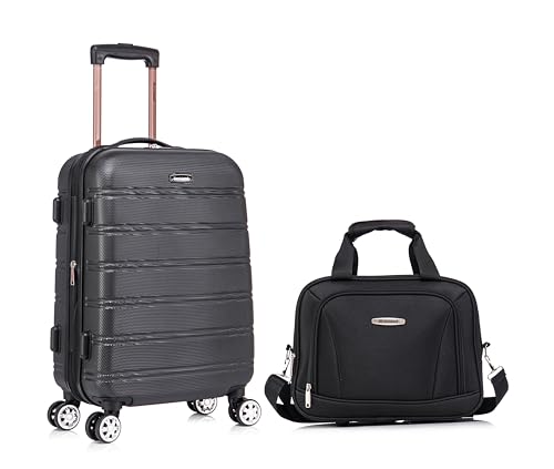 Rockland Melbourne Hardside Expandable Luggage with Spinner Wheels, 2TONENAVY, 2 Piece (20/28)
