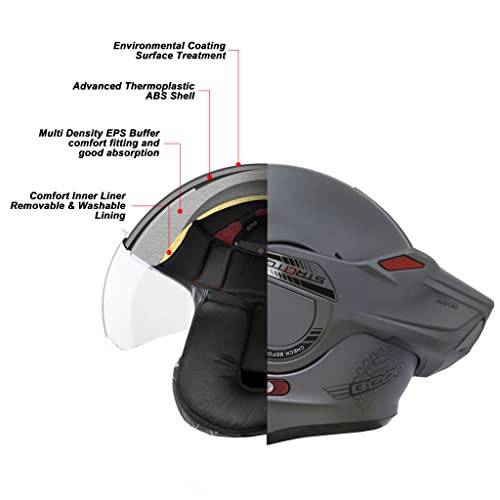 BEON Full Face Motorcycle Helmet DOT Approved, 180° Reversible Chin Guard Modular Pilot Helmet with Anti-Fog Dual Visors for Adult Men Women (S-XXL)
