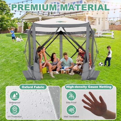 COBIZI 12x12ft Pop up Gazebo Screen Tent Screen House for Camping, Camping Outdoor Screened Gazebo, Canopy Tent