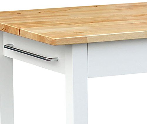 Casual Home Kitchen Island with Solid American Hardwood Top, Natural/White, 40" W (373-91)