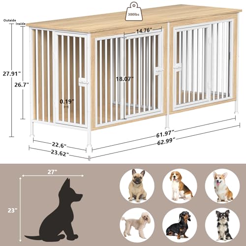 EasyCom 39.96" XL Wooden Large Dog Crate Furniture for Medium and Large Breed