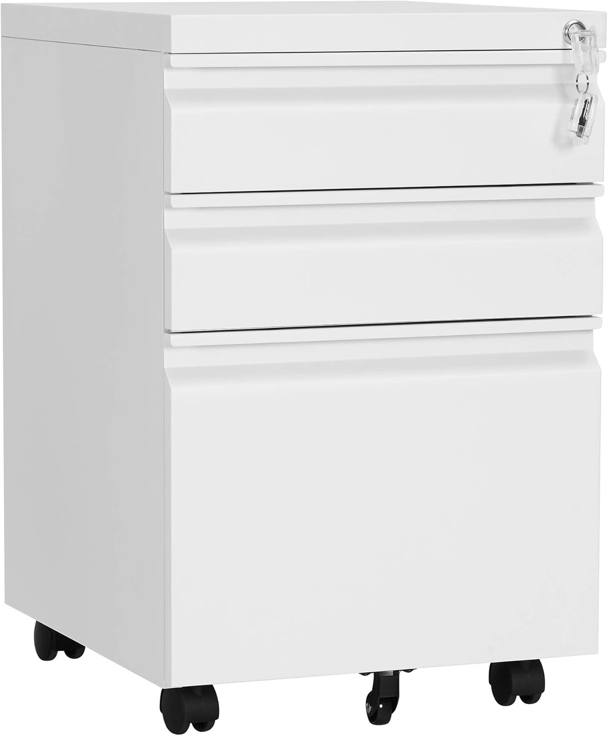 SONGMICS Mobile File Cabinet, Under Desk Office Cabinet with Wheels and Lock, for A4, Legal, Letter Sized Documents, Black UOFC020B01