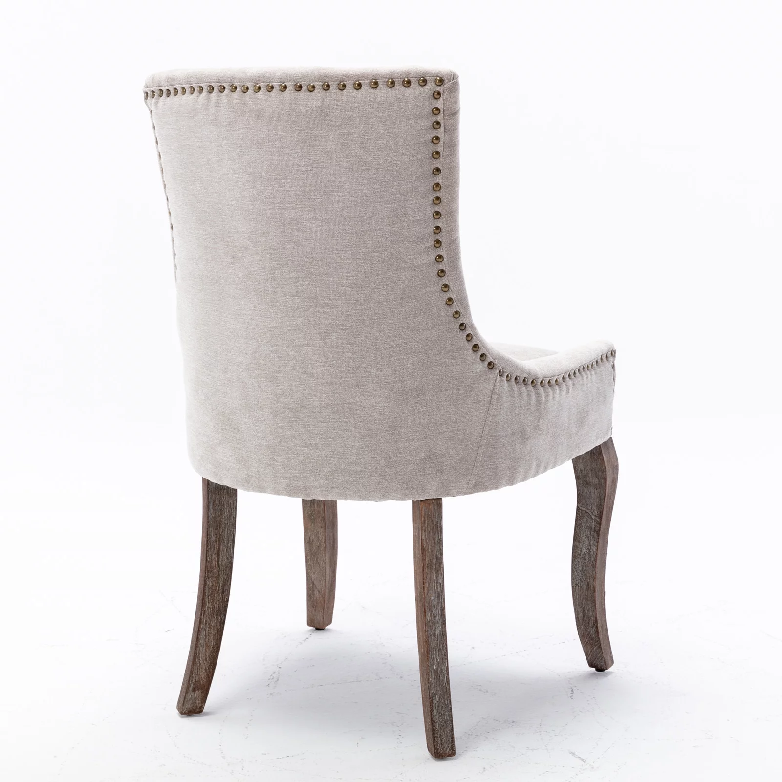 Elegant Button Tufted Side Dining Chairs, High-end Thickened Fabric Dining Chairs with Bronze Nail head