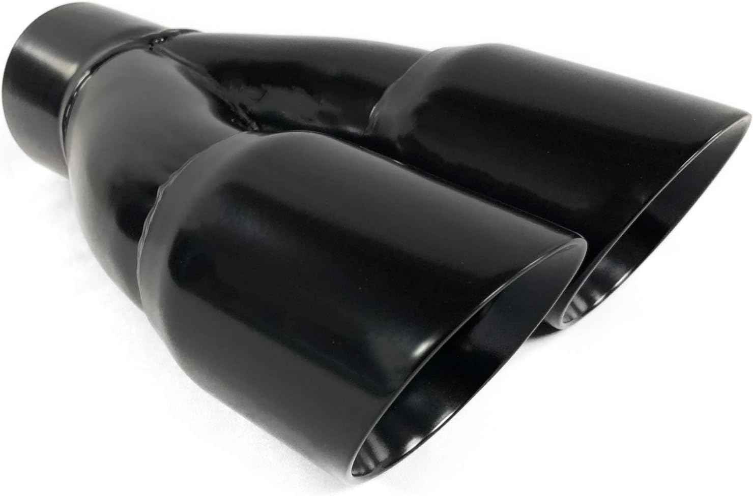 Exhaust Tip Dual 3.00 X 9.50 Long 2.50" Inlet Round Double Wall Slant Black Stainless Wesdon Exhaust Tip Pack of 2