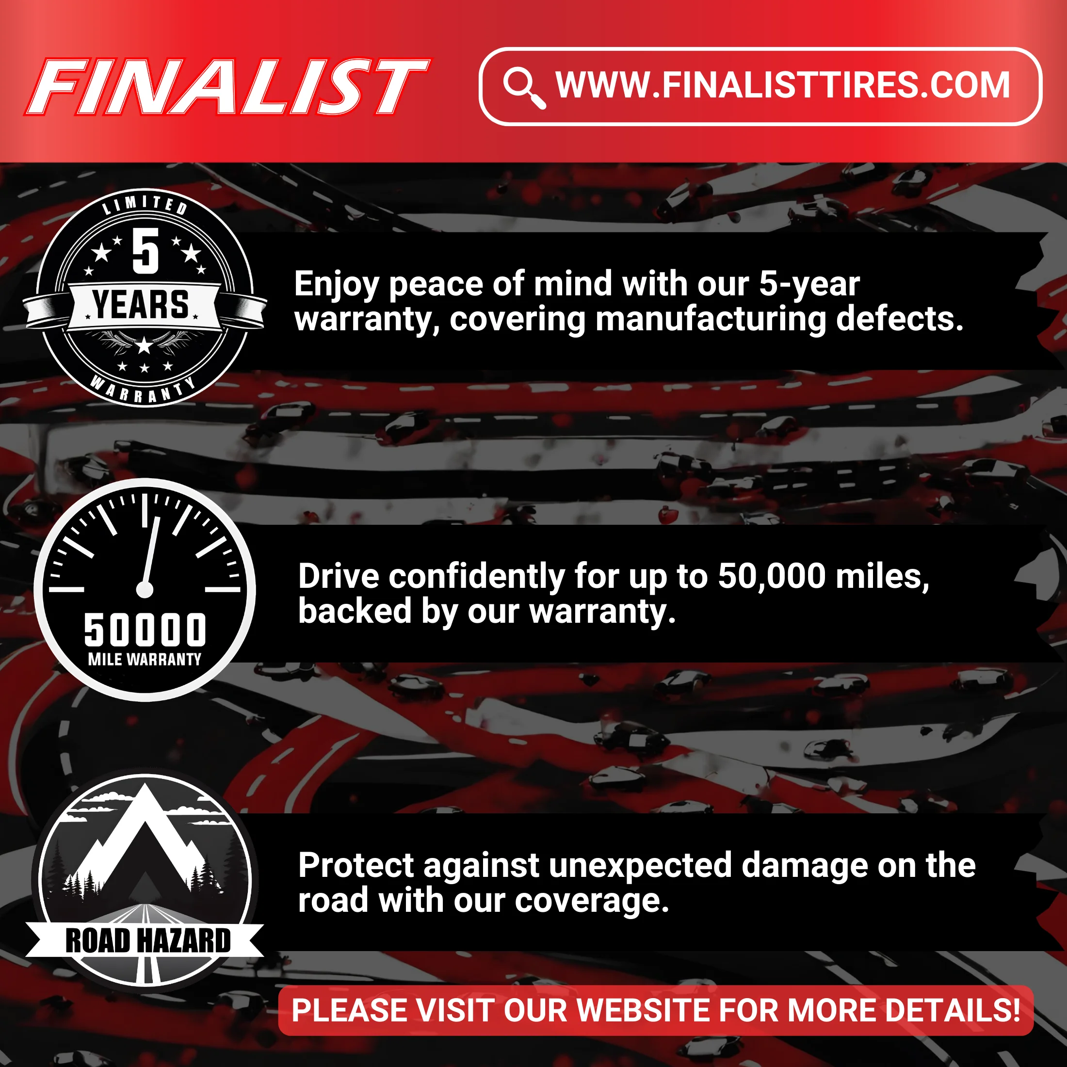 Finalist Terreno H/T LT265/70R17 10 Ply 121S Load Range E SUV Light Truck All Season Highway Terrain Tire 265/70/17 (Tire Only) - Radiant Selections