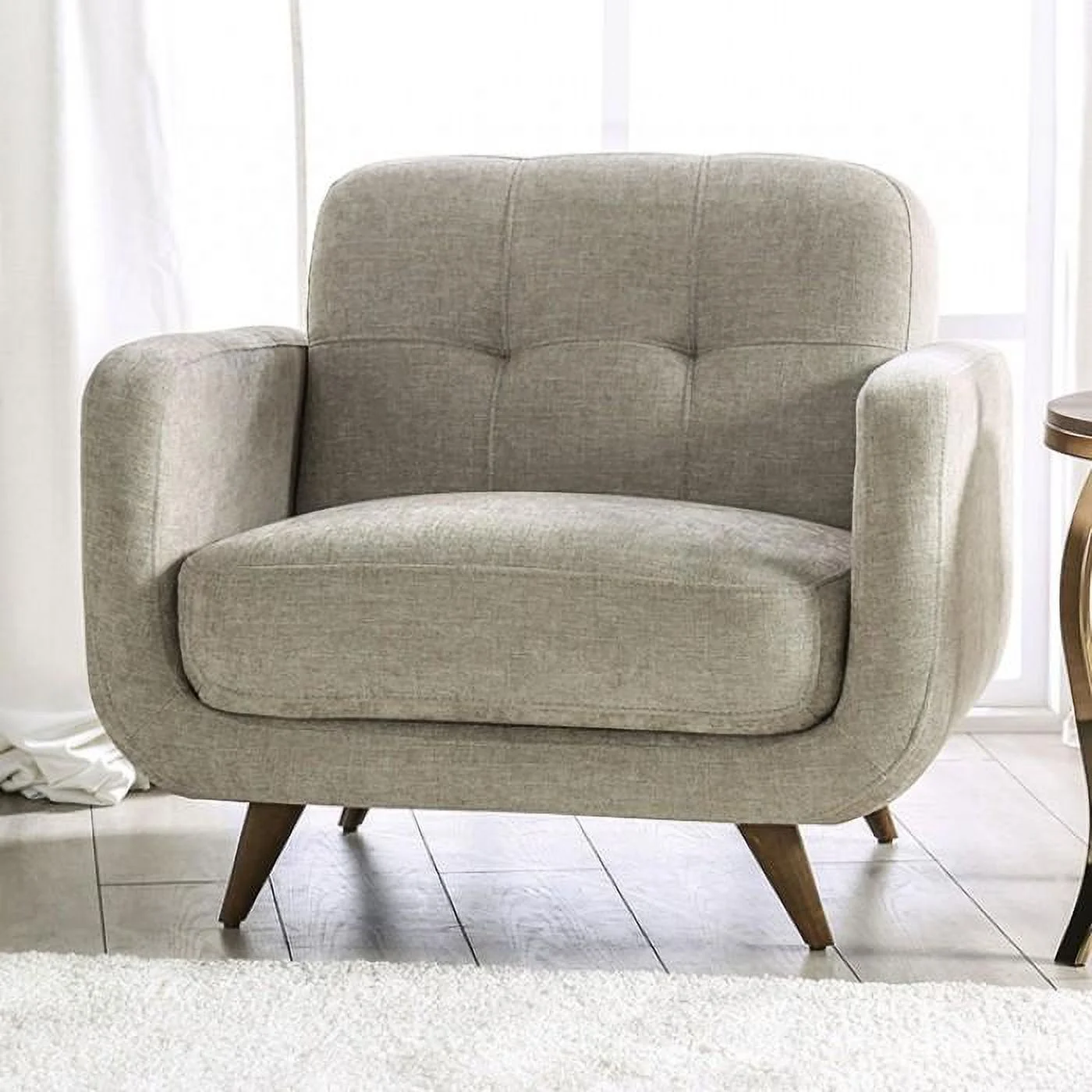 Mid-century Modern Beige Living Room Set 3pcs FOA Siegen