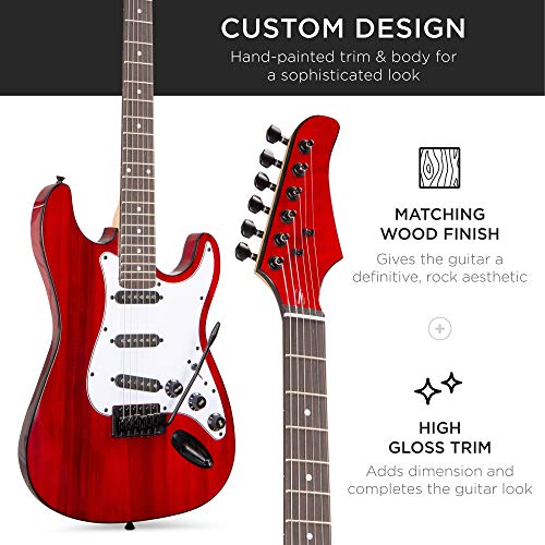 Best Choice Products 39in Full Size Beginner Electric Guitar Starter Kit w/Case, Strap, 10W Amp, Strings, Pick, Tremolo Bar - Sunburst