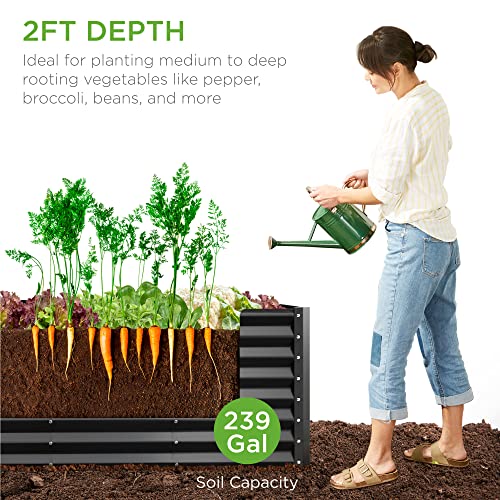 Best Choice Products 8x4x2ft Outdoor Metal Raised Garden Bed, Deep Root Planter Box for Vegetables, Flowers, Herbs