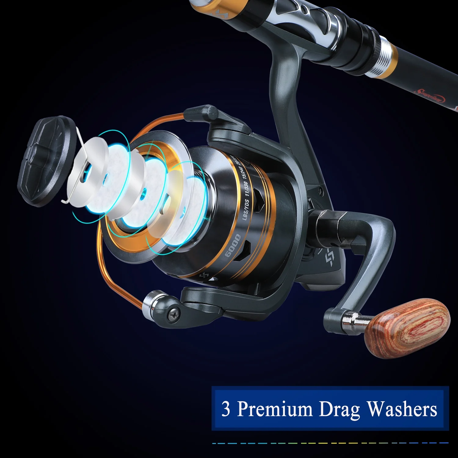 Sougayilang Telescopic Fishing Rod and Spinning Fishing Reel Combo Surf Fishing Pole Reel Set