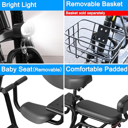 Electric Scooter with Seat for Adult, 36V/48V Electric Scooter with 350W/500W Motor 500W/750W Peak Power, 20 Mile Range, 17.4mph/18.75mph