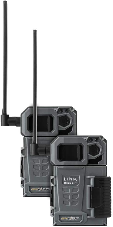 SPYPOINT LINK-MICRO-LTE TWIN PACK of Cellular Trail Cameras 10MP with Low-Glow LEDs for Quality Nighttime Photos, 80’ flash and detection range