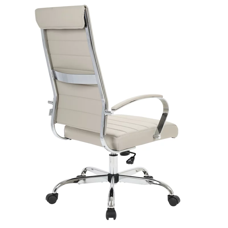 Scranton & Co High-Back Mid-Century Modern Leather Office Chair in Tan