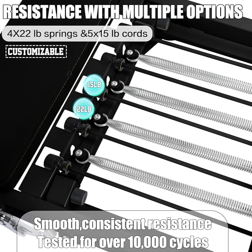 Pilates Reformer Machine for Home Workout, 78" Foldable Pilates Equipment with Dual Resistance& Springs and Cords