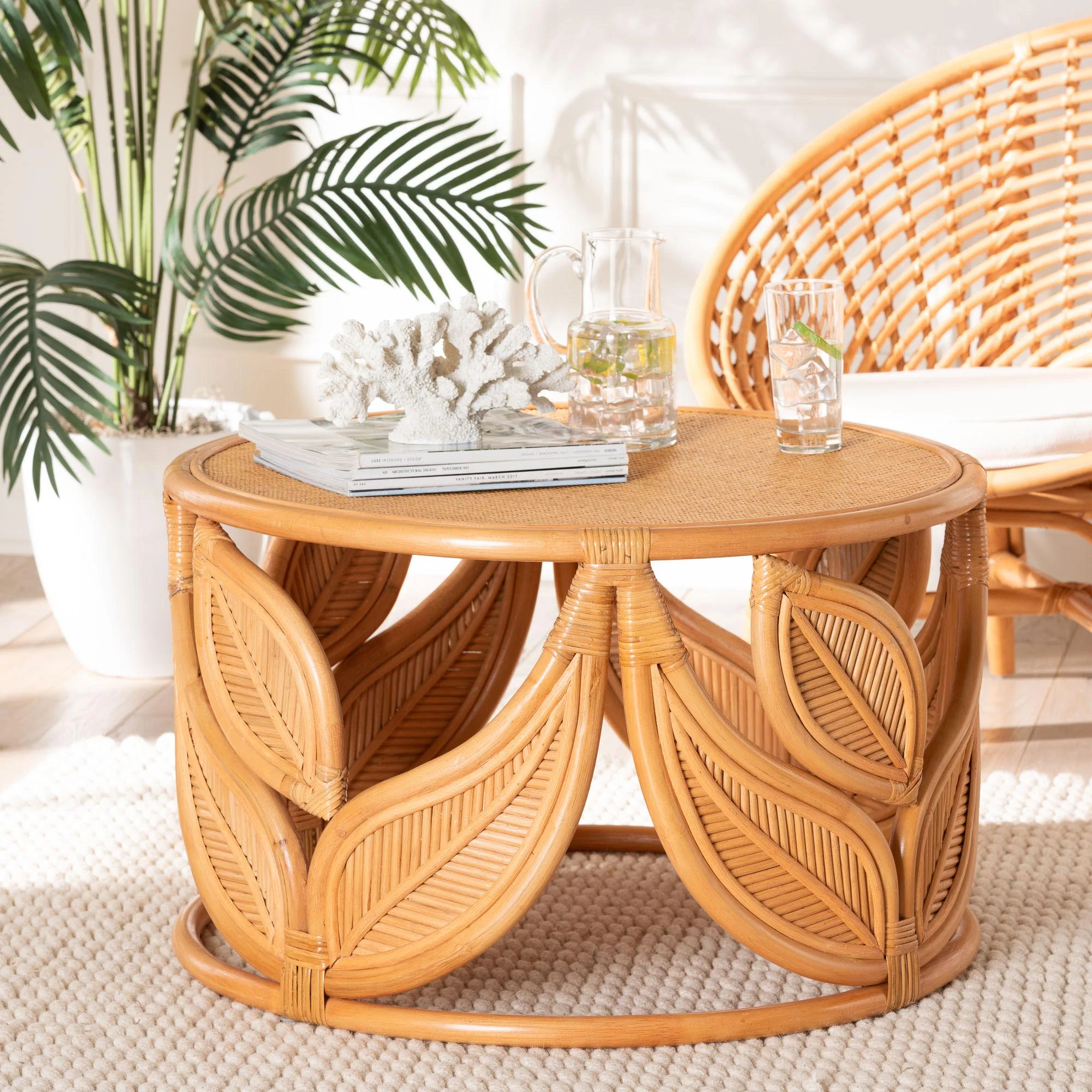 bali & pari Raflesia Boho Coffee Table, One Size, Light honey