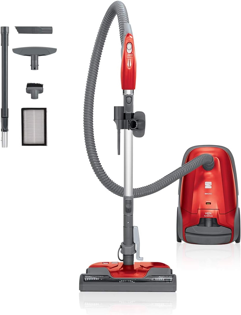 Kenmore 81414 400 Series Lightweight Bagged Canister Vacuum Cleaner with Extended Telescoping Wand,2 Motors, Retractable Cord