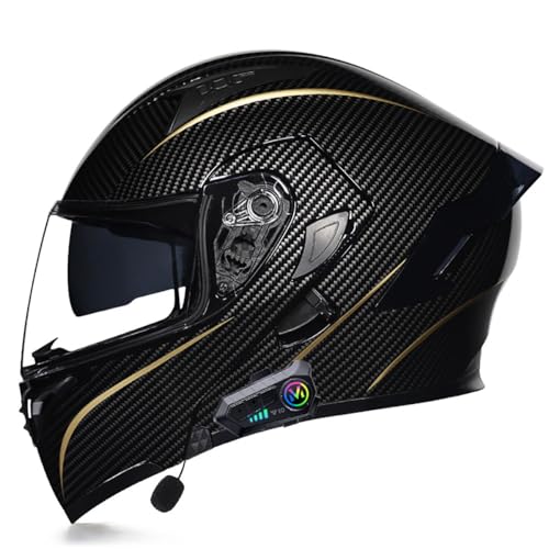 Adults Bluetooth Motorcycle Helmet Full Face Sun Visors Modular Helmets Flip up Motorbike Sport Offroad Mountain Lightweight Helmet for Men Women
