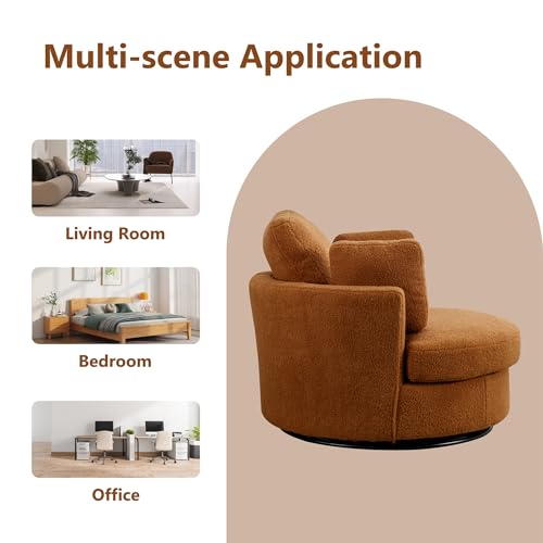 Chifee & Vingol 42.2" Oversized Swivel Accent Chair Round Barrel Chair,Chenille,Beige