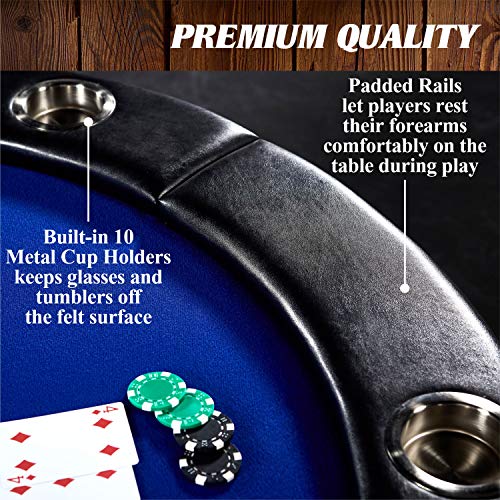 Barrington Poker Multiple Styles Folding Poker Table & Poker Table Top/Dining Table Collection, Durable Padded Rail Tables with Felt Playing Surface