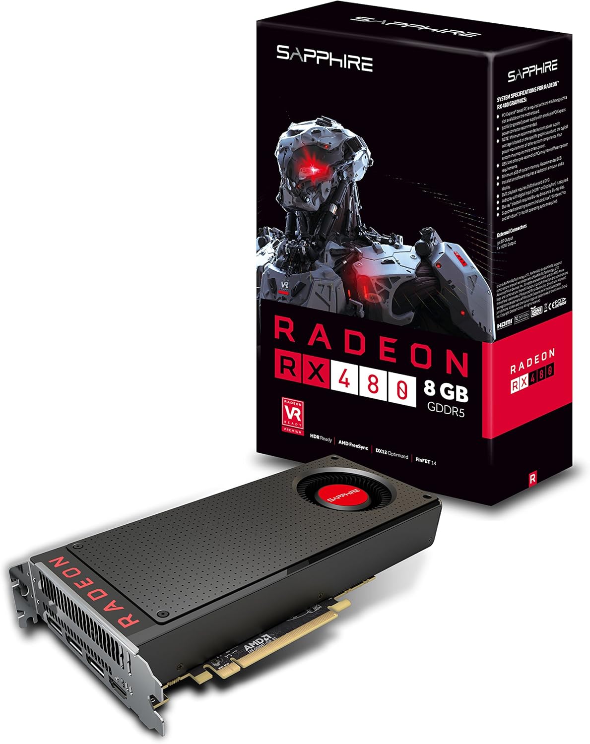 Sapphire Radeon RX 480 8GB GDDR5 HDMI / Triple DP (UEFI) PCI-Express Graphics Card 21260-00-20G