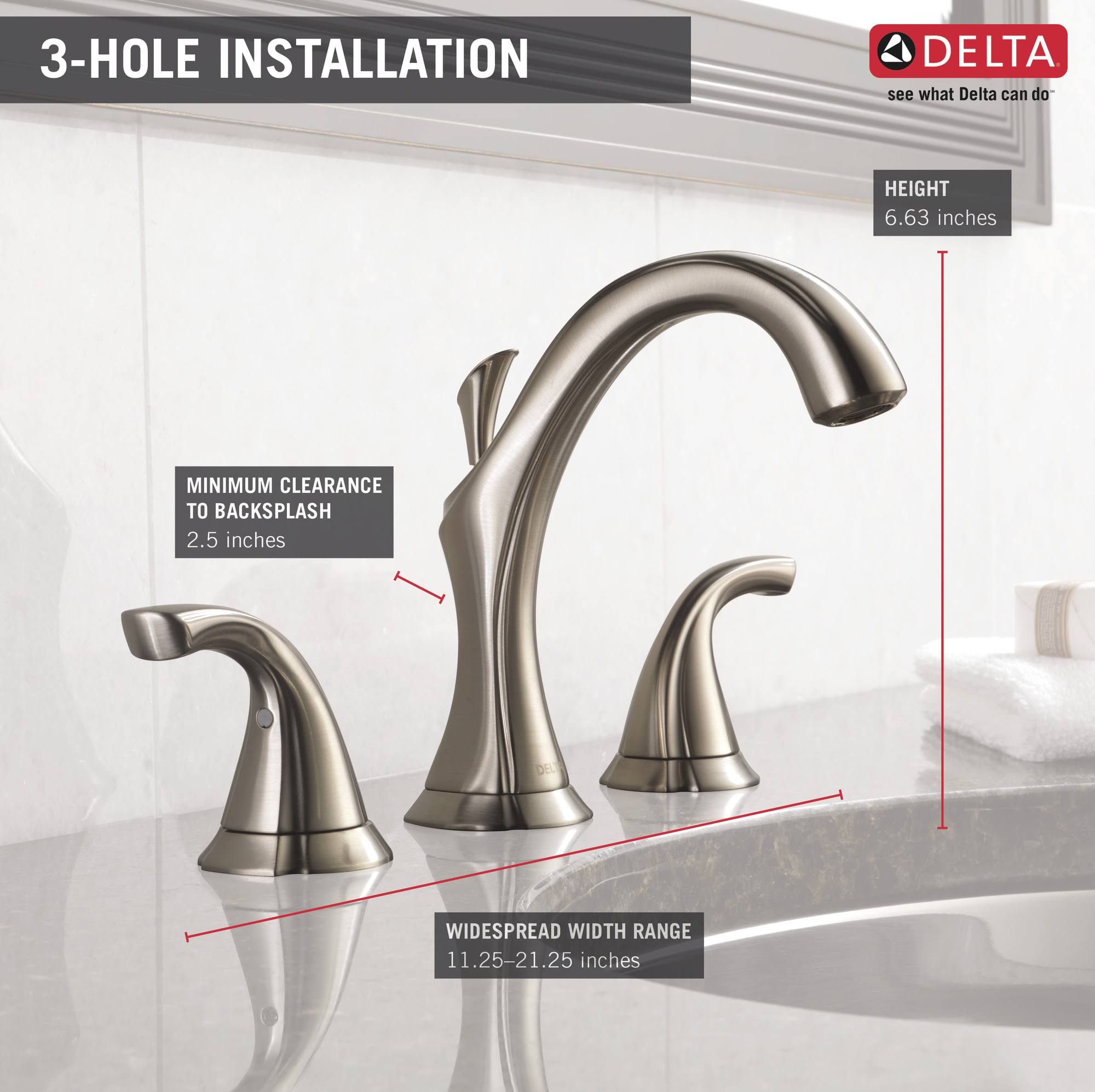 Delta 3592LF-SS Addison Two Handle Widespread Bathroom Faucet Stainless