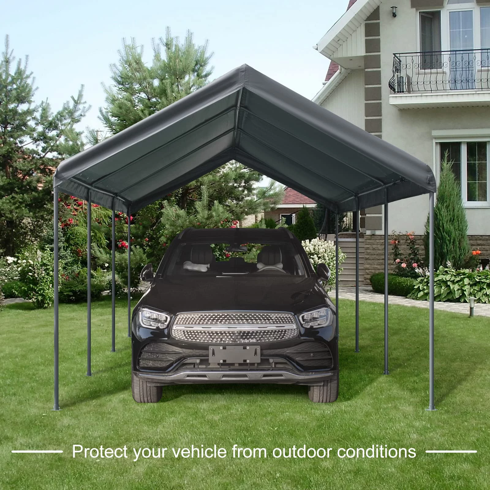 Gardesol Carport, 10' x 20' Heavy Duty Portable Garage All Season Car Canopy for Auto Boat Party Camping, 8 Legs, Gray