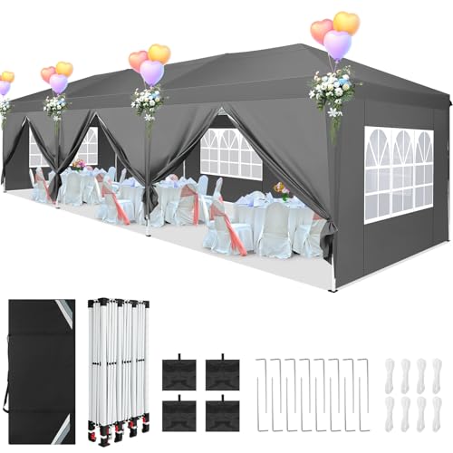 COBIZI Canopy 10x20 Pop Up Canopy Tent with 6 Sidewalls Party Tents for Parties Weddings Backyard Waterproof Canopy Outdoor Commercial Canopy Event