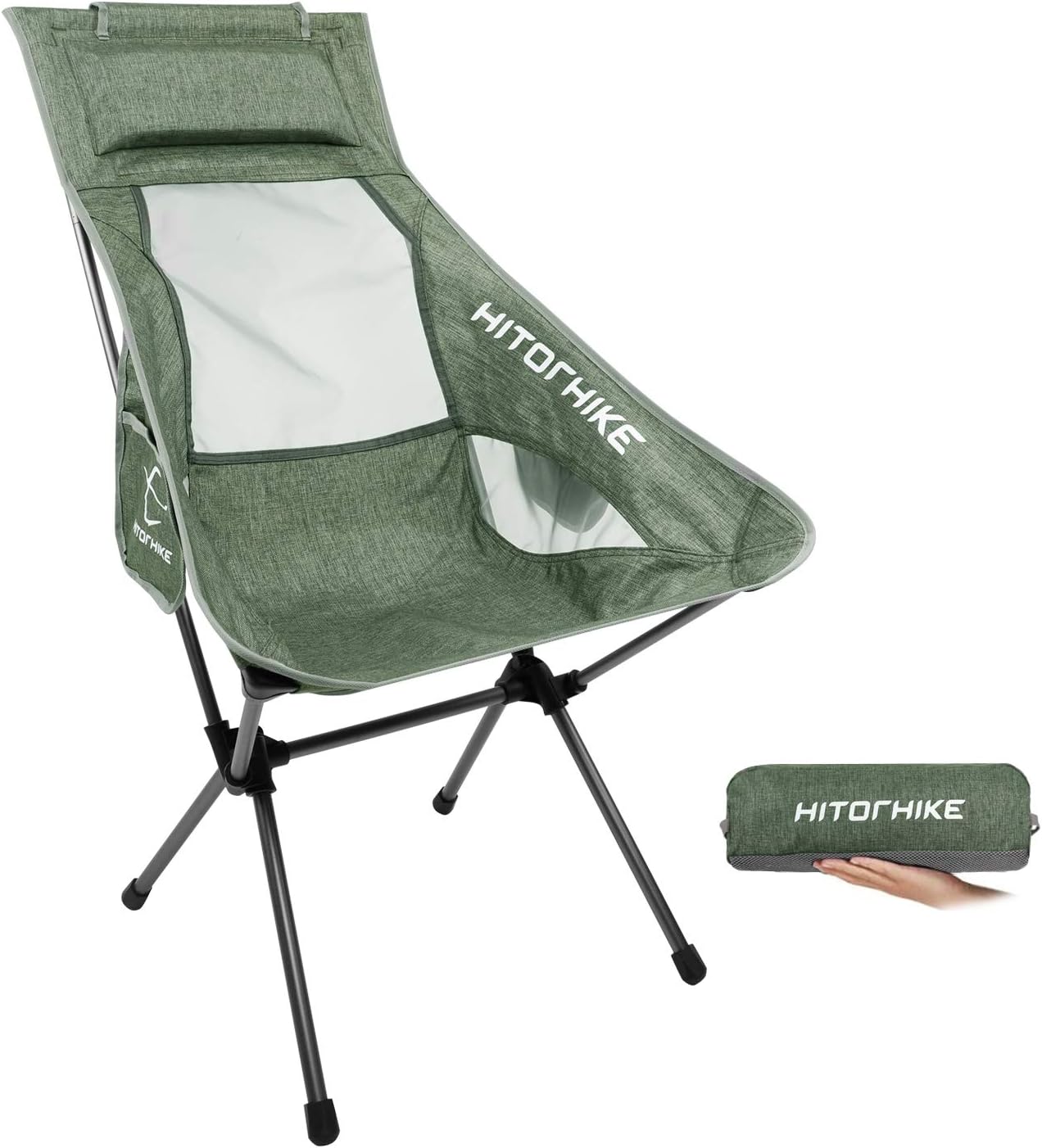 Hitorhike Camping Chair with Nylon Mesh and Comfortable Headrest Ultralight High Back Folding Camp Chair Portable Compact for Camping, Hiking