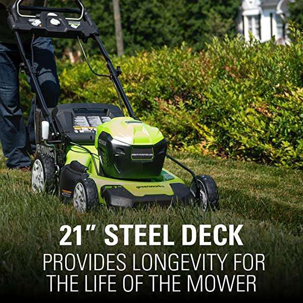 Greenworks Pro 80V 21 inch Cordless Push Lawn Mower, Includes Two 2Ah Batteries and Charger, GLM801601 (2) 2Ah Batteries Push
